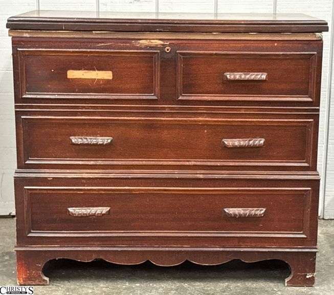 Roos Chest Cedar Storage Chest - Shows wear, missing pieces, lower drawer does not open - 35" x 18" x 31" image