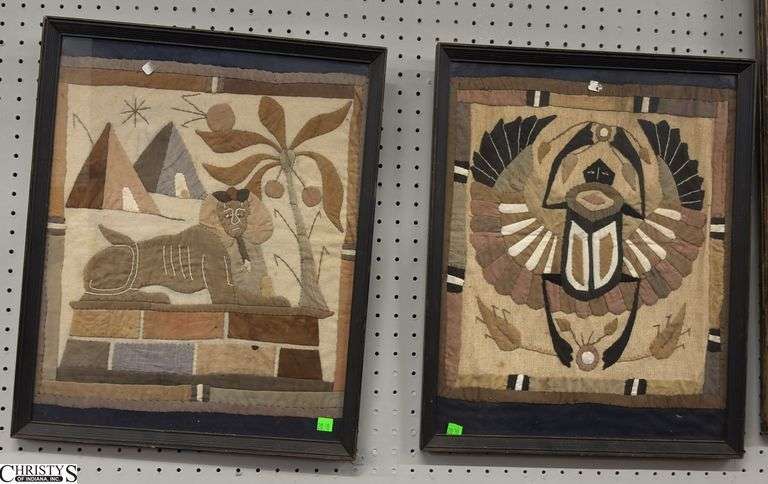 2 Framed Egyptian Textile Pieces - 17" x 21" of each frame image