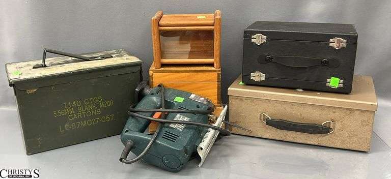 Black and Decker Electric Saw, Ammo Box, Slide Box, Misc - 12" of ammo box image