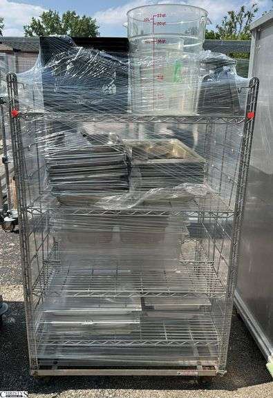 Metal Rolling Rack, Insert Pans, Trays, Measuring Bins, Scale, 36x24x57" image
