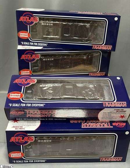 Set of 4 Atlas Trainman 3 Rail, Monon 40' Special Run Stock Cars in Shipping Box image