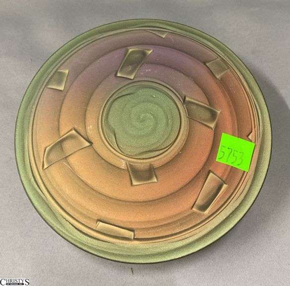 Signed Pottery Lidded Bowl 5.5" Diameter image