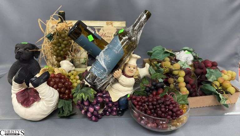 Wine Decor, Lighted Bottles, Bottle Holders, Faux Grapes, Wall Art image