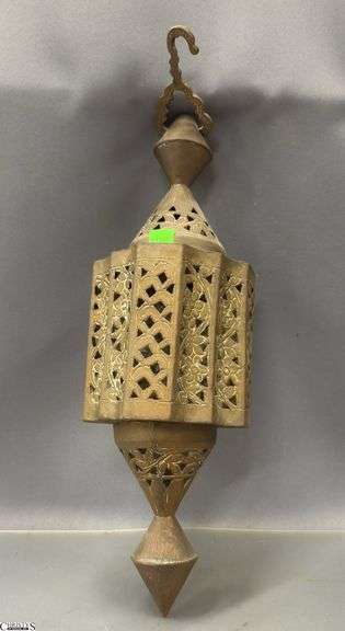 Middle Eastern Pierced Metal Lantern - 18" image
