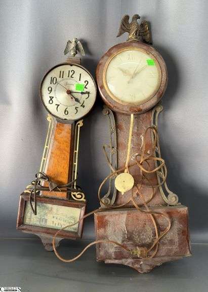 2 Banjo Wall Clocks - Session and United - 25" of largest - one is missing face image