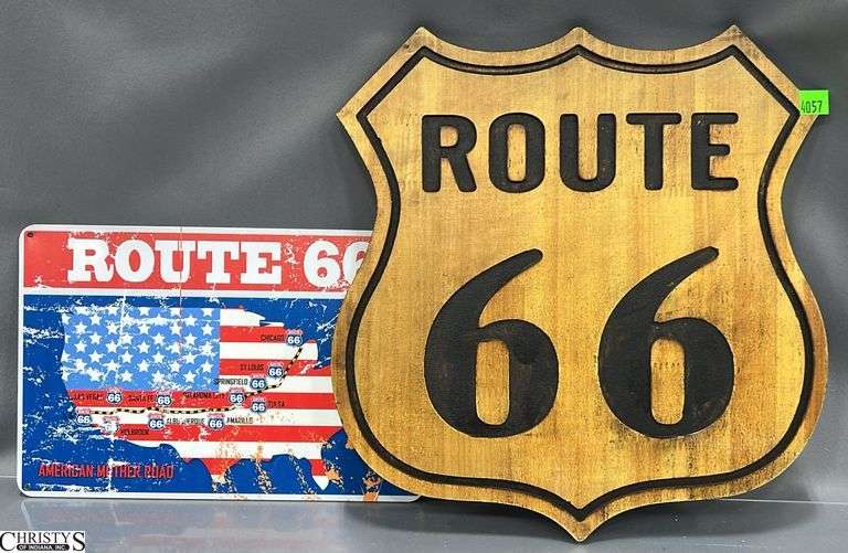 2 Route 66 Signs Wooden and Metal 13.5x14 Largest image
