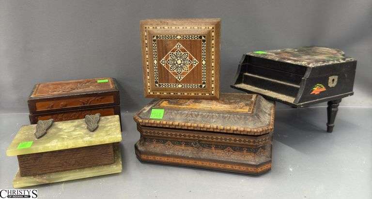 5 Trinket/Jewelry Boxes - 9" of largest image