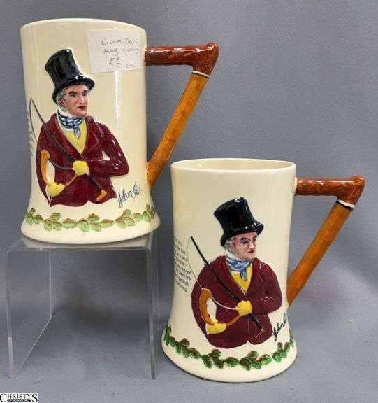 2 John Peel Mugs, By Crown De Von Fieldings Made in England 6.25" Tall image