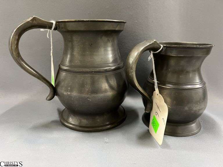 2 Pewter Measures Quart and Pint image