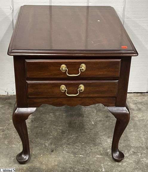 Queen Anne Style 2 Drawer Side Table - 20" x 25.5" x 22" image