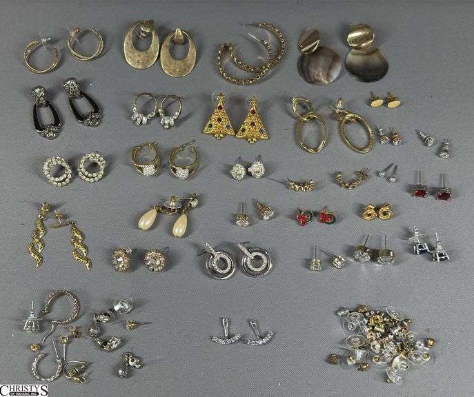 27 Pairs of Earrings, a Pair of Earring Jackets, Some Single Earrings and Some Earring Backs image