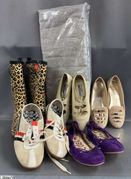 5 Pairs Ladies Shoes/Rain Boots - Shoe Organizer, Storage Totes - Size 8/9 image