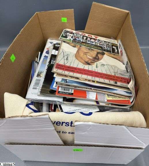 Sports Magazines and Newspapers.  Includes a February 1950 Sport Magazine, a 1971 Basketball's All-Pro Annual, Indy Car Racing A.J. Foyt 35 Years, Many Sports Illustrated and Sporting News, Yankee Stadium Sports Weekly Special Edition and Others. image