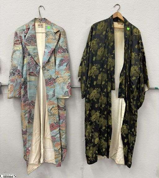 2 Vintage Asian Influence Robes - Some wear, staining image