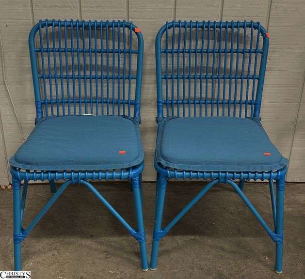 2 Crate & Barrel Rattan Chairs - 18" x 34" - 18" seat of each image