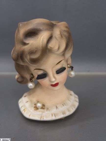 Kewpie Style Marked Japan Vase, Pair Of Unmarked Islander Girls, Small Head Vase