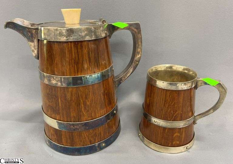 Wood Pitcher and Tankard, Tallest 8.25" Tall image
