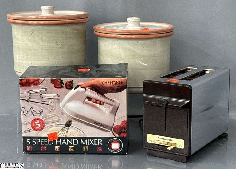 Toaster, Hand Mixer, 2 Lidded Canisters image