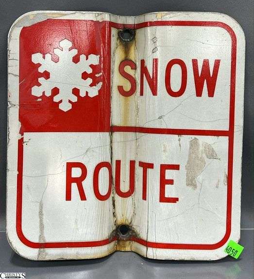 Snow Route Street Sign Bent 11x12 image