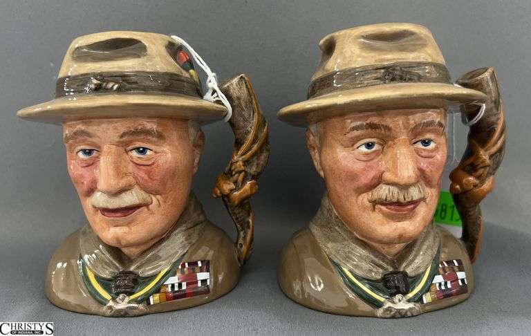 2 Royal Doulton 4.25" Character Mugs Lord Baden-Powell D7144, Limited Edition Numbers 704 & 821 image