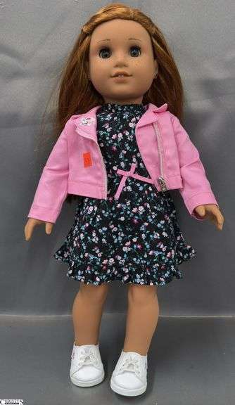 American Girl Doll, Black Floral Dress, Pick Jacket, Red Hair image