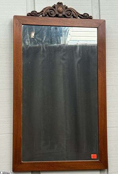Crest Motif Framed Wall Mirror - 16.5" x 29.5" image