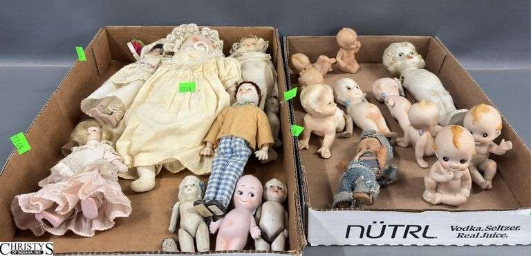 Vintage Baby Dolls, Bisque, Kewpie Dolls, Some Marked Japan and Have Wear, Tallest 10" image