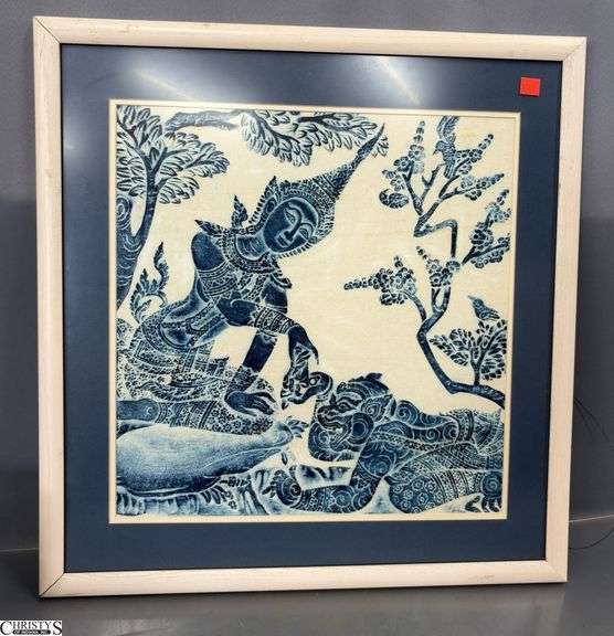 Thai Style Rubbing Print - 21.5" x 22.5" of frame image
