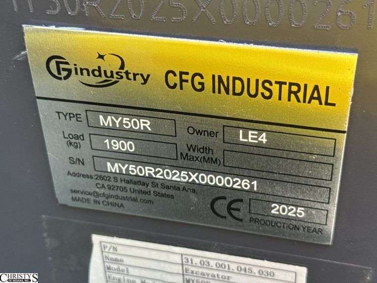 CFG Industrial Mini Excavator MY50R Gas Powered