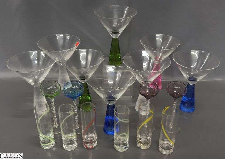 Mulitcolor Martini, Aperitif, and Shot Glasses - 7" of tallest image
