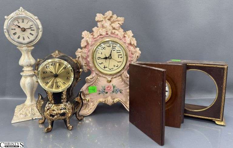 4 Clocks and 1 Clock Case - 10" of tallest image