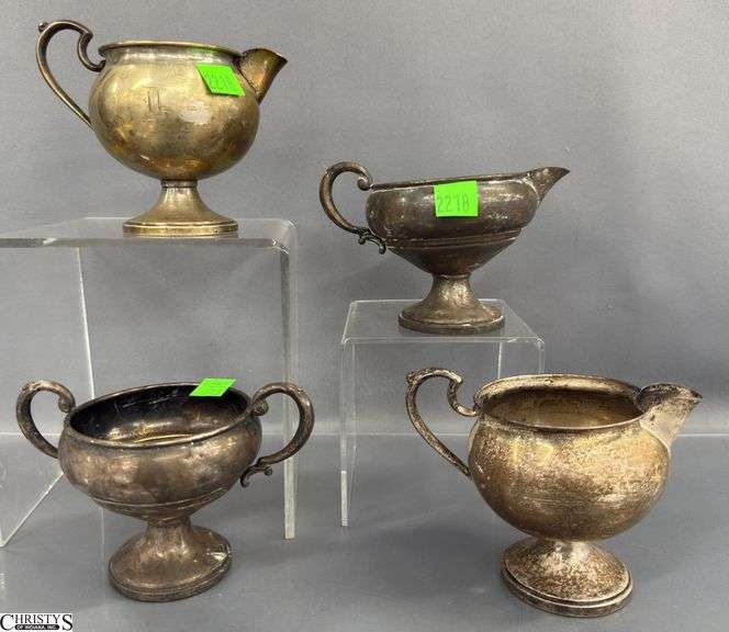 4 Weighted Sterling Silver Creamer and Sugar Base - 4" of tallest image