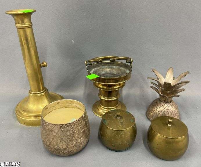 Brass Pineapple Candle, Push Up Candle Holder, Votive Holders, and Hanging Holder Tallest 8.25" image
