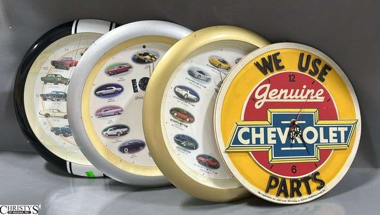 4 Battery Operated Clocks, Chevy, Ford, Muscle Car, Corvette, All Have Wera image