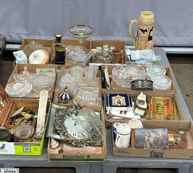 Skid of Clear Glass, Gilt Metal Accents, Large Stein - May Have Damage Throughout - SKID NOT INCLUDED image