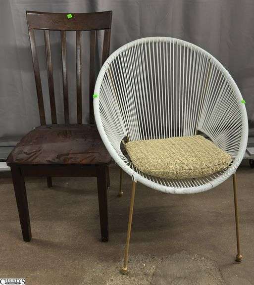 2 Chairs, Wood and Vinyl Accent image