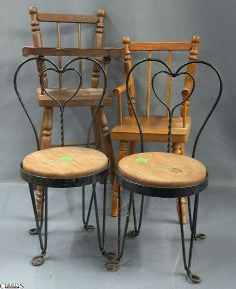 4pcs Wooden Doll High Chairs, and Ice Cream Parlor Chairs, Largest 18.5" image