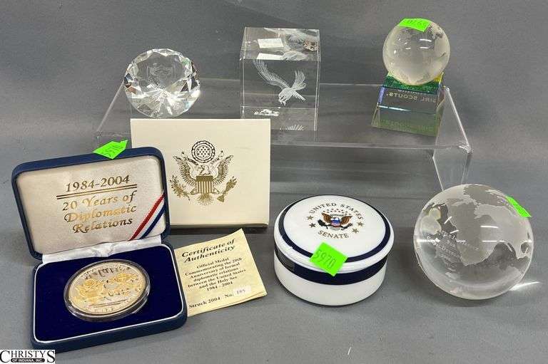 United States, Eagle, and World Paper Weights image