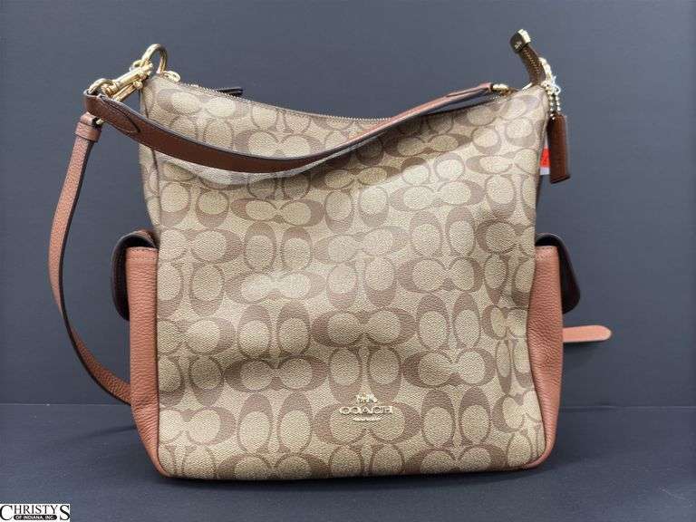 COACH Pennie Shoulder Bag, Signature Canvas NOT Authenticated, 12"W 13"H 5" D image