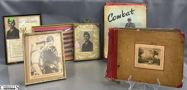 Vintage Military Photos, Ephemera, Small Framed US Flag - 10.5" x 7.5" of flag image