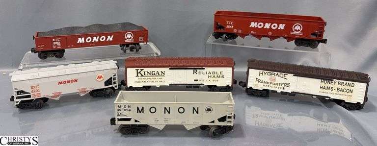6 Unboxed Train Cars, Monon and Kingan's Reliable Hams, Hygrade, Hoppers and Boxcars image