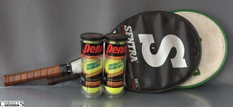 2 Tennis Rackets and Balls image