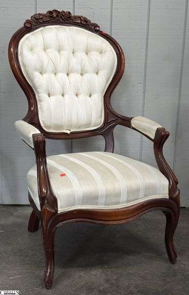 Victorian Parlor Chair - 25" x 45" - 16" seat, some wear/staining to upholstery image
