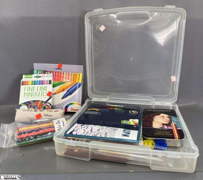 Fine Line Markers, Pens, Plastic Storage image
