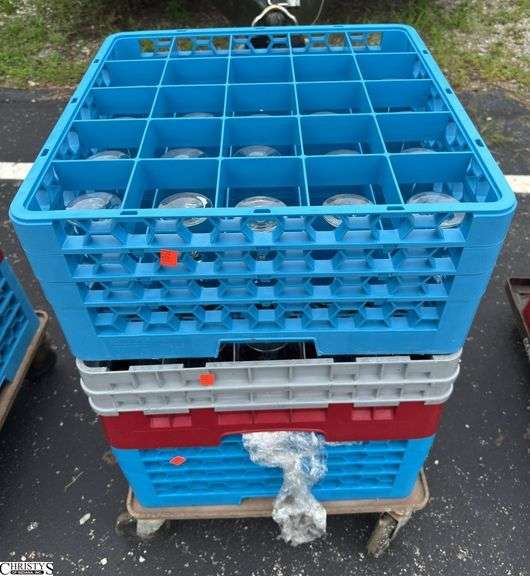 4 Dishwasher Racks on Wheels with Drinkware image
