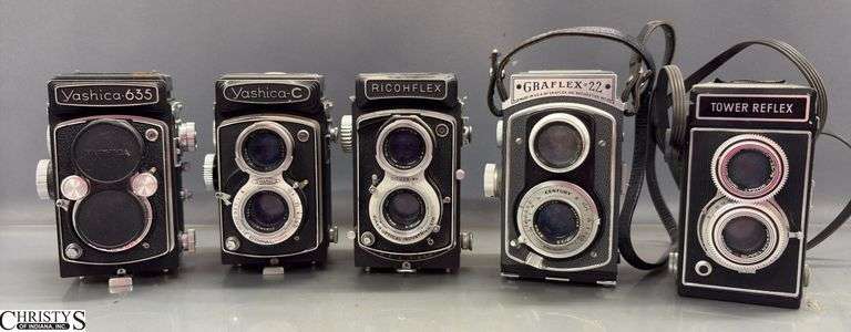 5 Vintage Cameras - Tower Reflex, Yaschica, and Others image