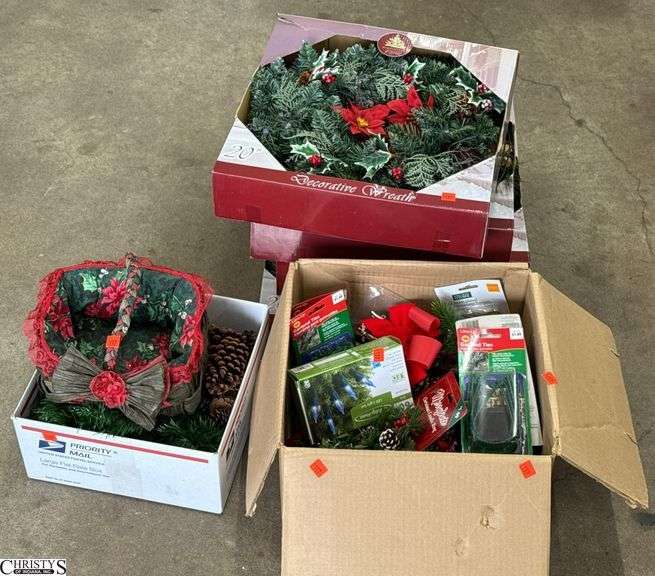 20" Christmas Wreaths, Lights, Garland Ties, Garland, Holiday Items image