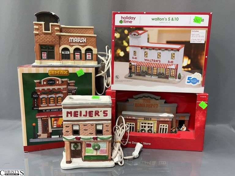 5pcs Lemax and Holiday Time, ACE Store, Waltons 5-10, Marsh, Home Depot, Meijers image