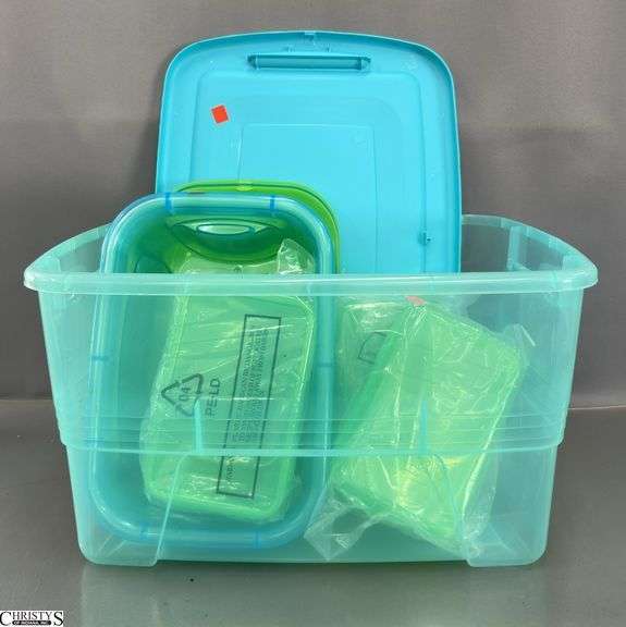 Green and Blue Storage Totes, Largest 40qt image
