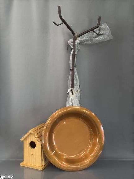Bird Bath With Copper Tray, Bird House image